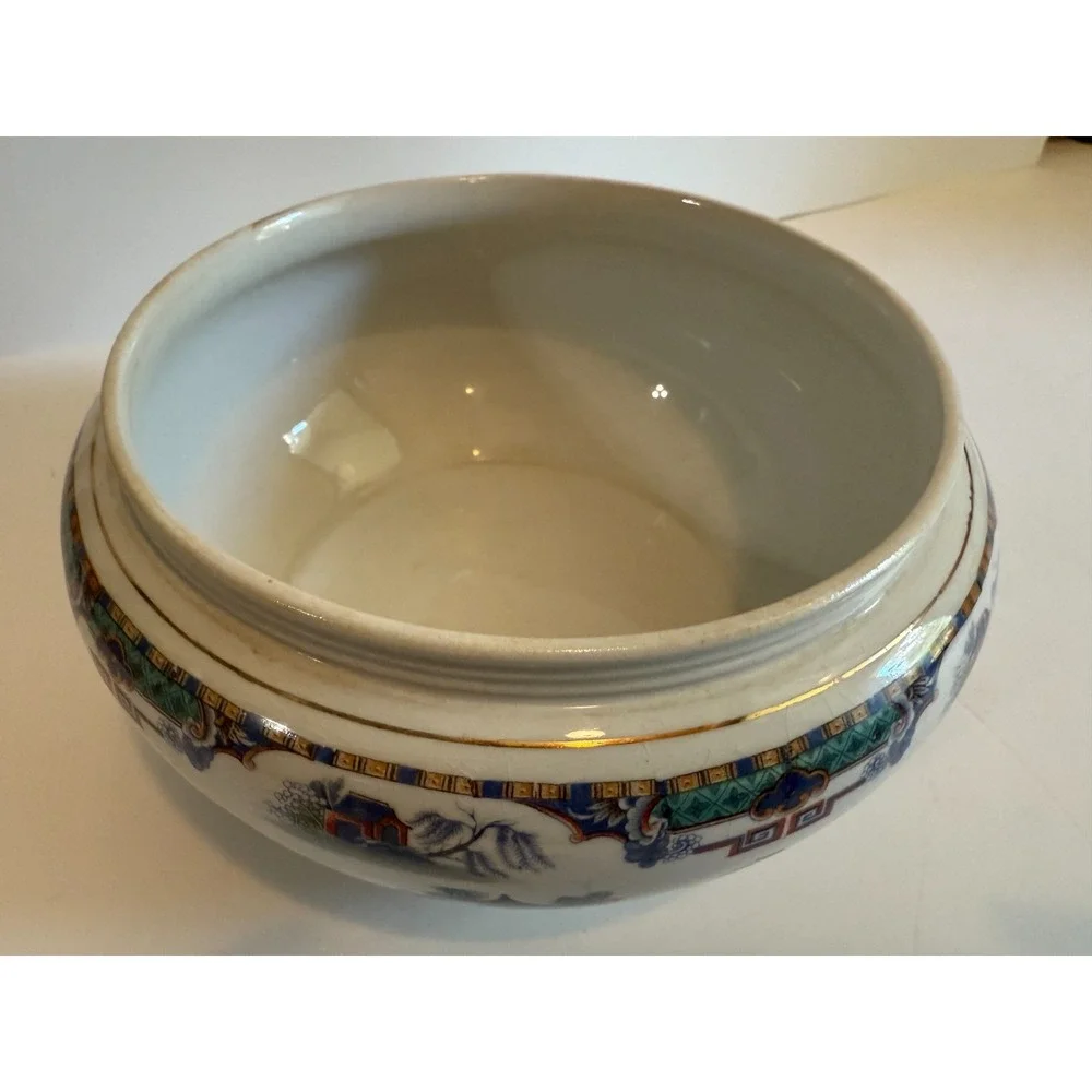Rare Antique Royal Winton Grimwades Japan Large Asian Bowl England Vase Round‎